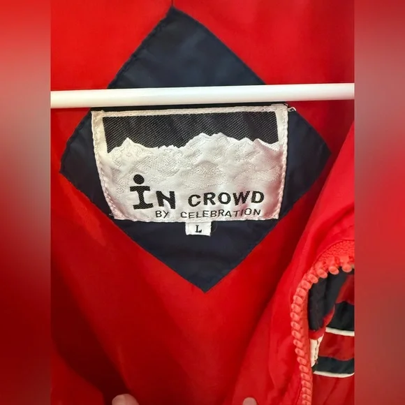 Vintage In Crowd by Celebration Ski Jacket Men's Large Retro Red Navy white - Picture 6 of 9